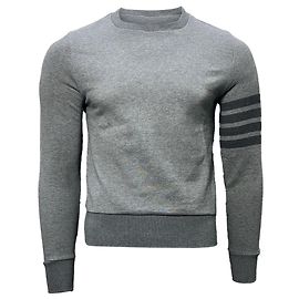 Thom Browne 4-Bar Sweater in Light Grey Cotton Grey