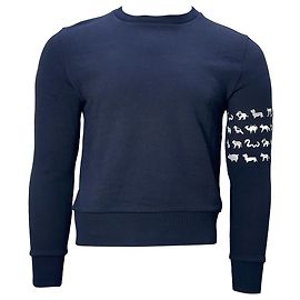Maglione Animal 4-Bar Thom Browne in cotone blu navy Blu Blu navy