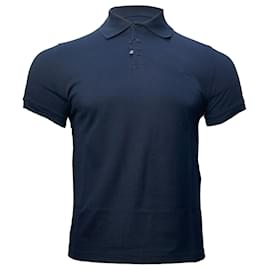 Saint Laurent-Saint Laurent Cassandre Embroidered-Logo Polo Shirt in Navy Blue Cotton-Blue,Navy blue