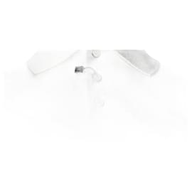 Saint Laurent-Saint Laurent Embroidered-Logo Polo Shirt in White Cotton-White