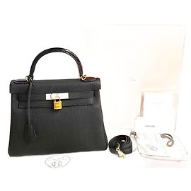 Hermès Hermes Kelly Touch 28 Togo Crocodile Bag Black
