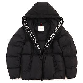 Moncler Montcla Nylon Logo Hoodie Down Jacket Black