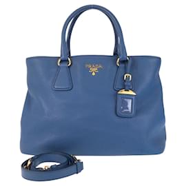 Prada-Prada Blue Leather 2way Tote Bag-Blue