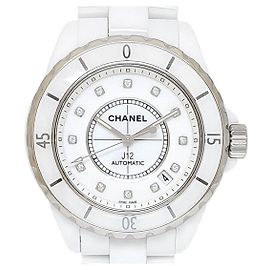 Chanel J12 H1629 White Ceramic Diamond Watch White