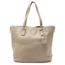 Bolso tote de cuero Prada BR4372 Beige