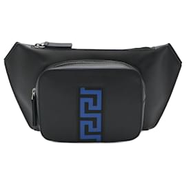 Versace-Versace Greca Leather Waist Bag Black Blue-Black