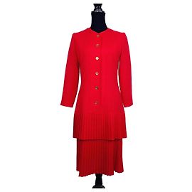Vestito rosso con gonna plissettata Guy Laroche 70s Rosso