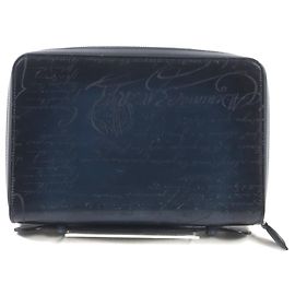 Berluti Itauba Scritto Leather Long Wallet Blue