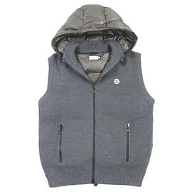 Moncler Nylon Down Vest Gray XL Brown