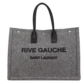 Yves Saint Laurent Sac tote Saint Laurent Rive Gauche en laine et cuir Gris