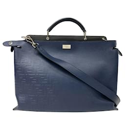 Fendi-Fendi Essential Iconic Peekaboo Handbag-Navy blue