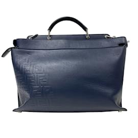 Fendi-Fendi Essential Iconic Peekaboo Handbag-Navy blue