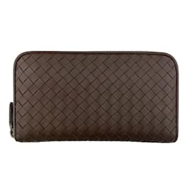 Bottega Veneta-Bottega Veneta Brown Leather Long Wallet-Brown