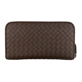 Bottega Veneta-Bottega Veneta Brown Leather Long Wallet-Brown