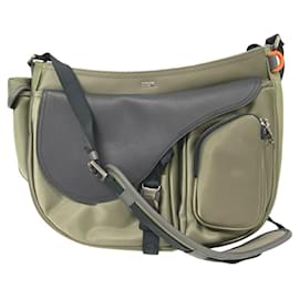 Christian Dior-Christian Dior Khaki Saddle Soft Sacai Shoulder Bag-Khaki
