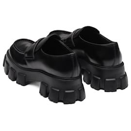 Prada-Prada Monolith loafers in black brushed leather-Black
