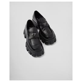 Prada-Prada Monolith loafers in black brushed leather-Black