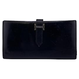 Hermès-Hermes Bearn Dupri Long Wallet in Black-Black