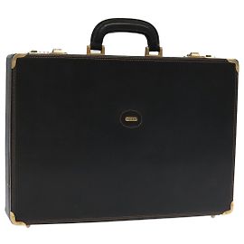 BALLY Mallette en cuir noire Auth 99500 Noir