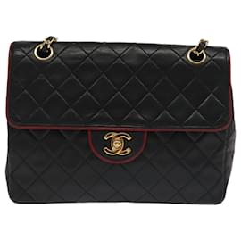 Chanel-CHANEL Matelasse Turn Lock Chain Bag Lamb Skin Black Gold CC Auth yk15912A-Black,Golden