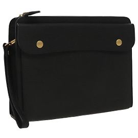 Borsa a tracolla in pelle nera e oro BURBERRY Auth ac3326 Nero D'oro