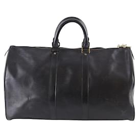Louis Vuitton-Keepall travel bag in leather-Black