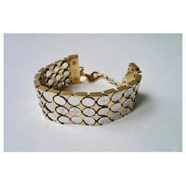 Louis Vuitton-LOUIS VUITTON Manchette métal doré et argenté rare TBE-Gold hardware