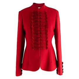 Dior-Dior Red Toggle Front Wool Blend Blazer-Red