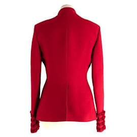 Dior-Dior Red Toggle Front Wool Blend Blazer-Red