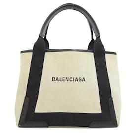 Balenciaga-Balenciaga 339933 Navy Cabas Handbag-Black,White