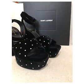 SAINT LAURENT Sandali T.EU 40 Velluto Nero