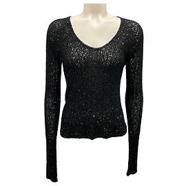 Pull en cachemire noir à sequins de Donna Karan Noir