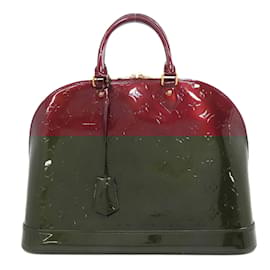 Louis Vuitton-Louis Vuitton Alma MM Tote Bag Vernis-Dark red