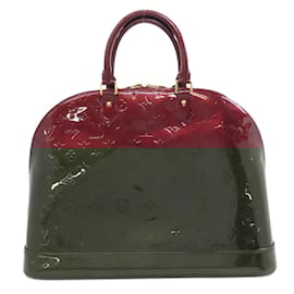 Louis Vuitton-Louis Vuitton Alma MM Tote Bag Vernis-Dark red