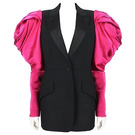 Giacca con maniche rosa della collezione runway di Alexander McQueen Nero Rosa