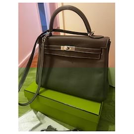 Hermès-Kelly 32 Etoupe Clemence Hermès-Turquoise