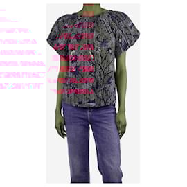 Ulla Johnson-Pink short-sleeved printed blouse - size UK 6-Pink