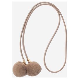 Max Mara Cinturón tubular de pompom topo Otro
