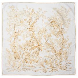 Christian Dior Lenço quadrado Jardim de Inverno branco e dourado Branco