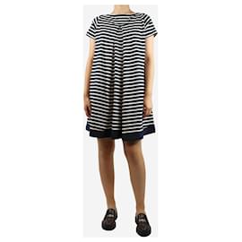 Sacai-Navy blue striped midi dress - size UK 8-Blue