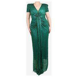 Jenny Packham Maxikleid aus grünen Pailletten - Größe UK 14 Grün
