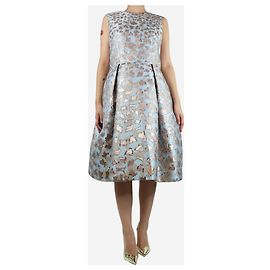 Mary Katrantzou Robe midi plissée sans manches en lurex bleu - taille UK 14 Bleu