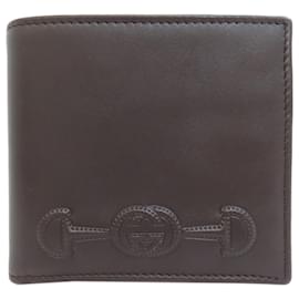 Gucci-Gucci 295597 Horsebit Bi-fold Wallet-Dark brown
