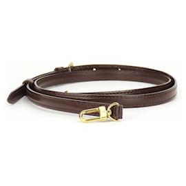 Louis Vuitton-Louis Vuitton Brown Leather Shoulder Strap-Brown,Damier ebene