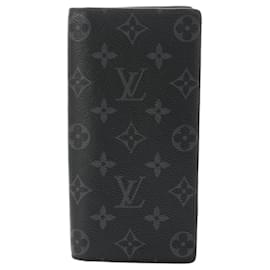 Louis Vuitton-Louis Vuitton Monogram Eclipse Portefeuille Brazza-Brown,Black
