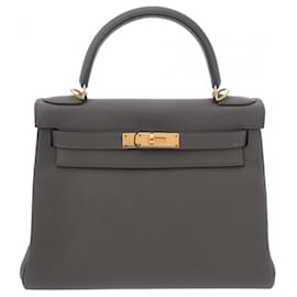 Hermès-Hermes Kelly 28 Handbag in Etain-Grey