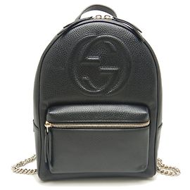 Gucci Soho Interlocking G Leder Rucksack Schwarz