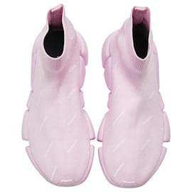 Balenciaga-Balenciaga Speed 2.0 Logo High-Top Sneakers-Pink