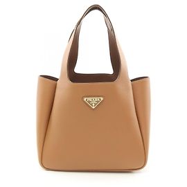 Bolso tote de cuero suave Prada marrón Castaño