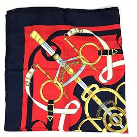 Hermès Bufanda de seda Hermes Eperon dor rojo Roja